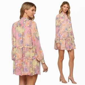 FATE Paisley Smocked Mini Dress